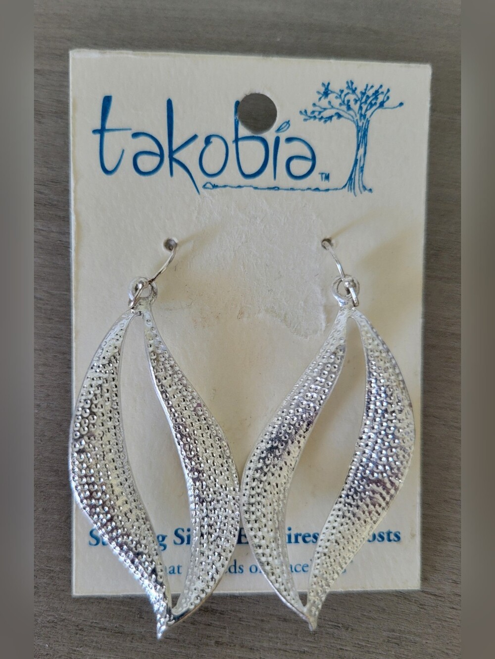 Sterling Silver Textured Wave Drop Earrings NWT